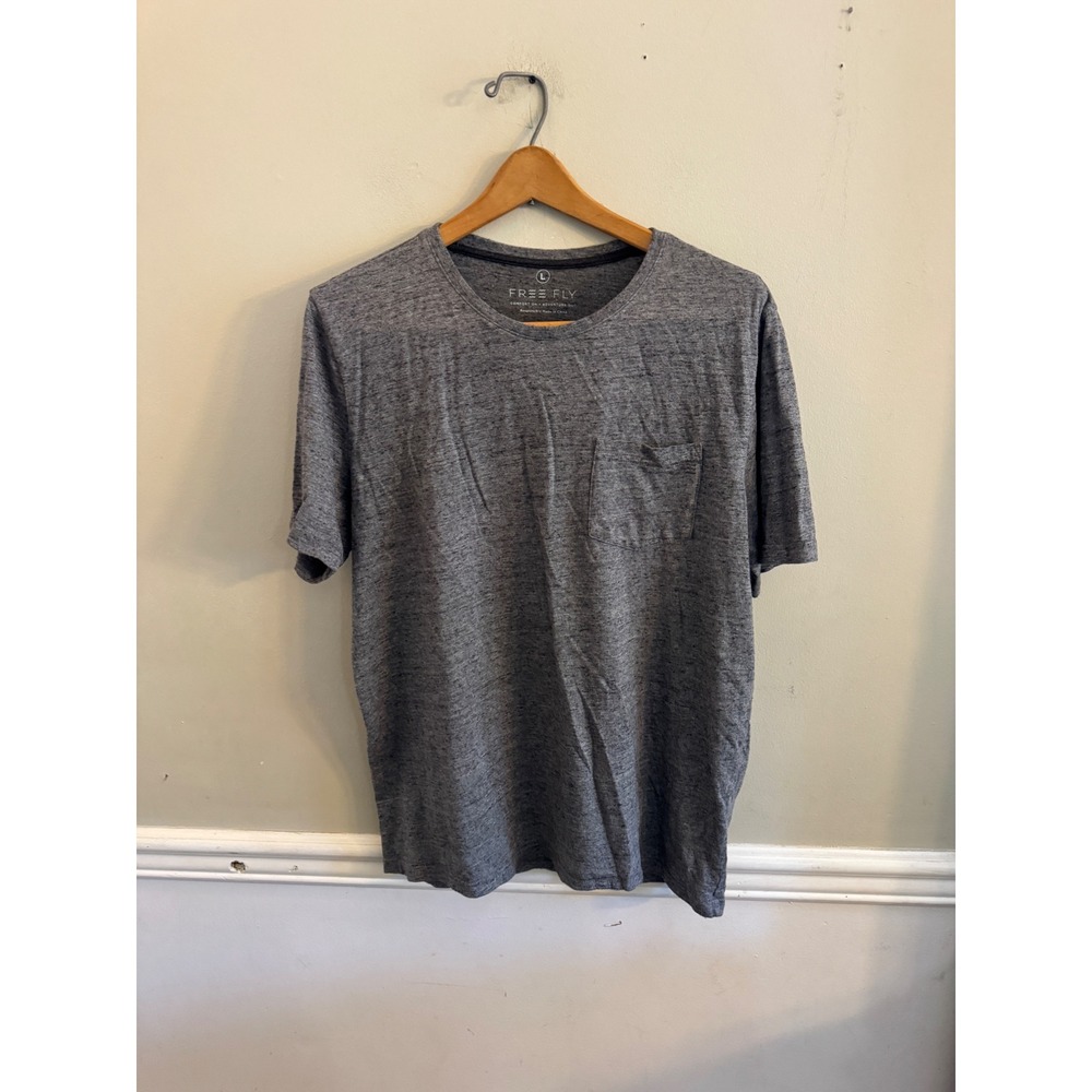 Free Fly Mens Bamboo Blend Pocket T-Shirt Heather Grey Large